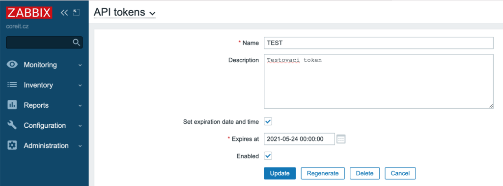 Zabbix 5.4 a API tokeny pro bezpečnou integraci.