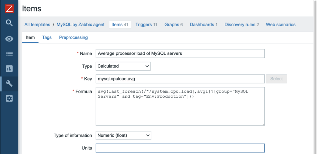 Zabbix 5.4 Items